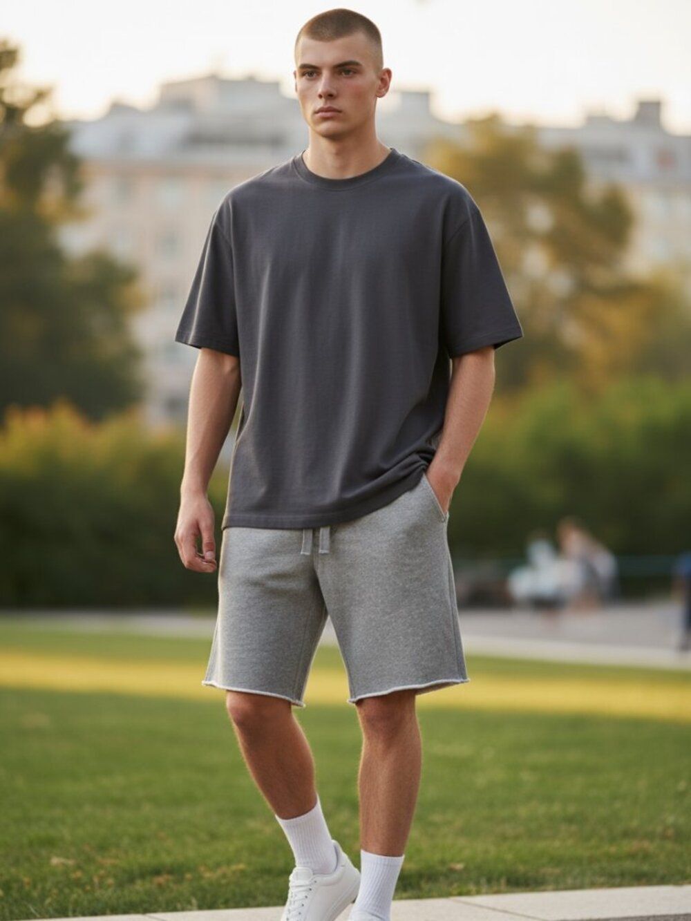 J.Crew Men's Vintage Fleece Sweat Shorts - Heather Grey - Size Medium